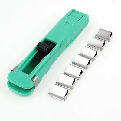 Office Dispenser with 8pcs Refill Clips Fast Clam Clip Stapler Paper Clipper