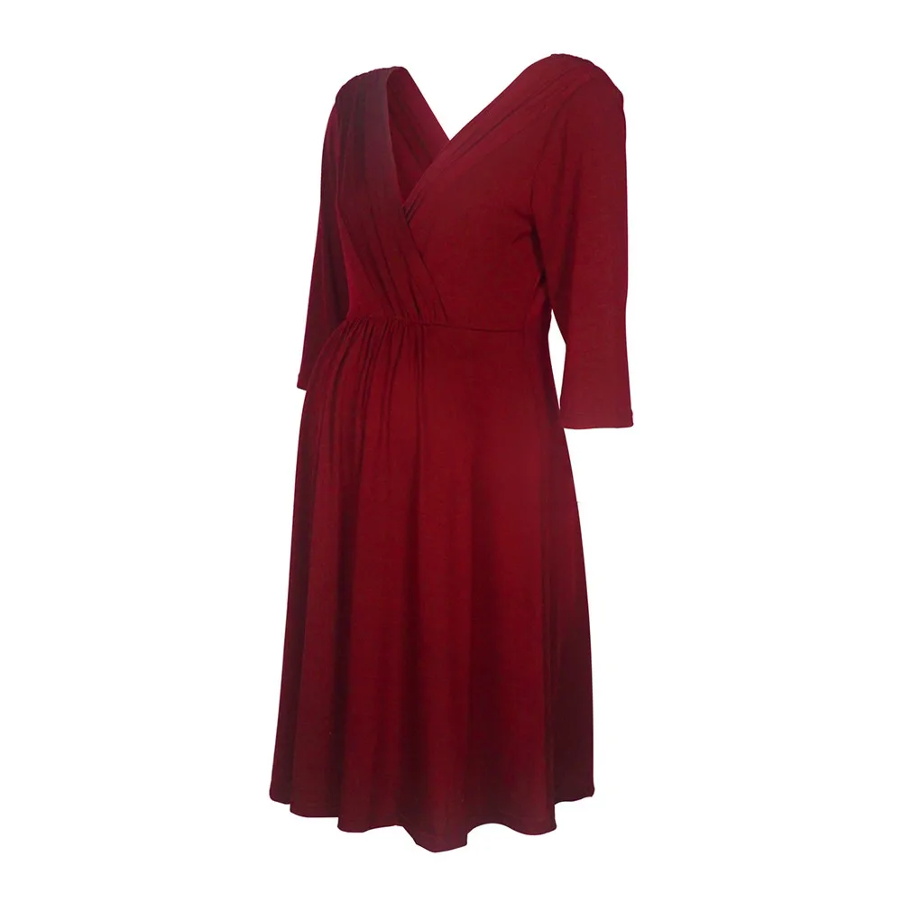 Nursing Dress Top V Collar Breastfeeding Long Sleeve Women Winter for Feeding Maternity Pregnancy Clothes Plus Size 10 HTB11vfgaN2rK1RkSnhJq6ykdpXaA