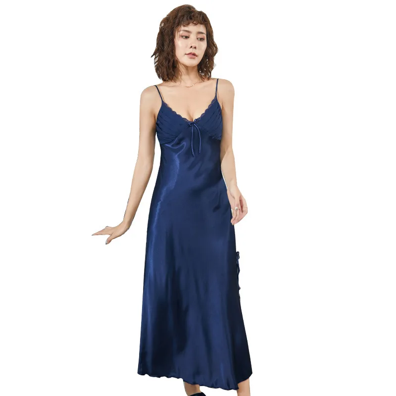 

AEOZRING Sexy Pajamas Lace Real Open Skirt Silk Nightdress Home Clothing Sleepwear Robe bathrobe Wear Bath skirt