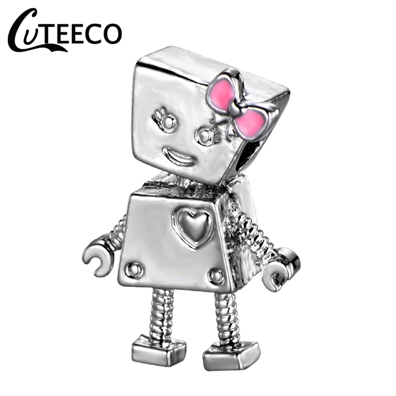CUTEECO серебряный цвет милый робот Шарм Бусины Подходит Pandora браслет и ожерелье для женщин ювелирные изделия стиль сделай сам ручной работы