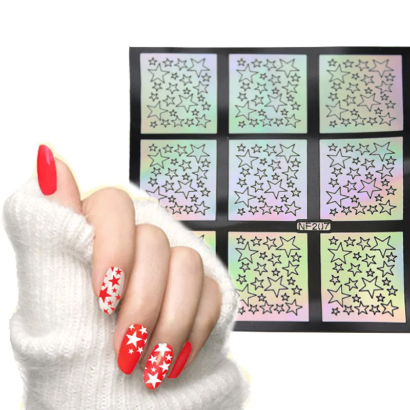 50pcs Nail Art Hollow Stamping Templates Airbrush Stencils Stickers