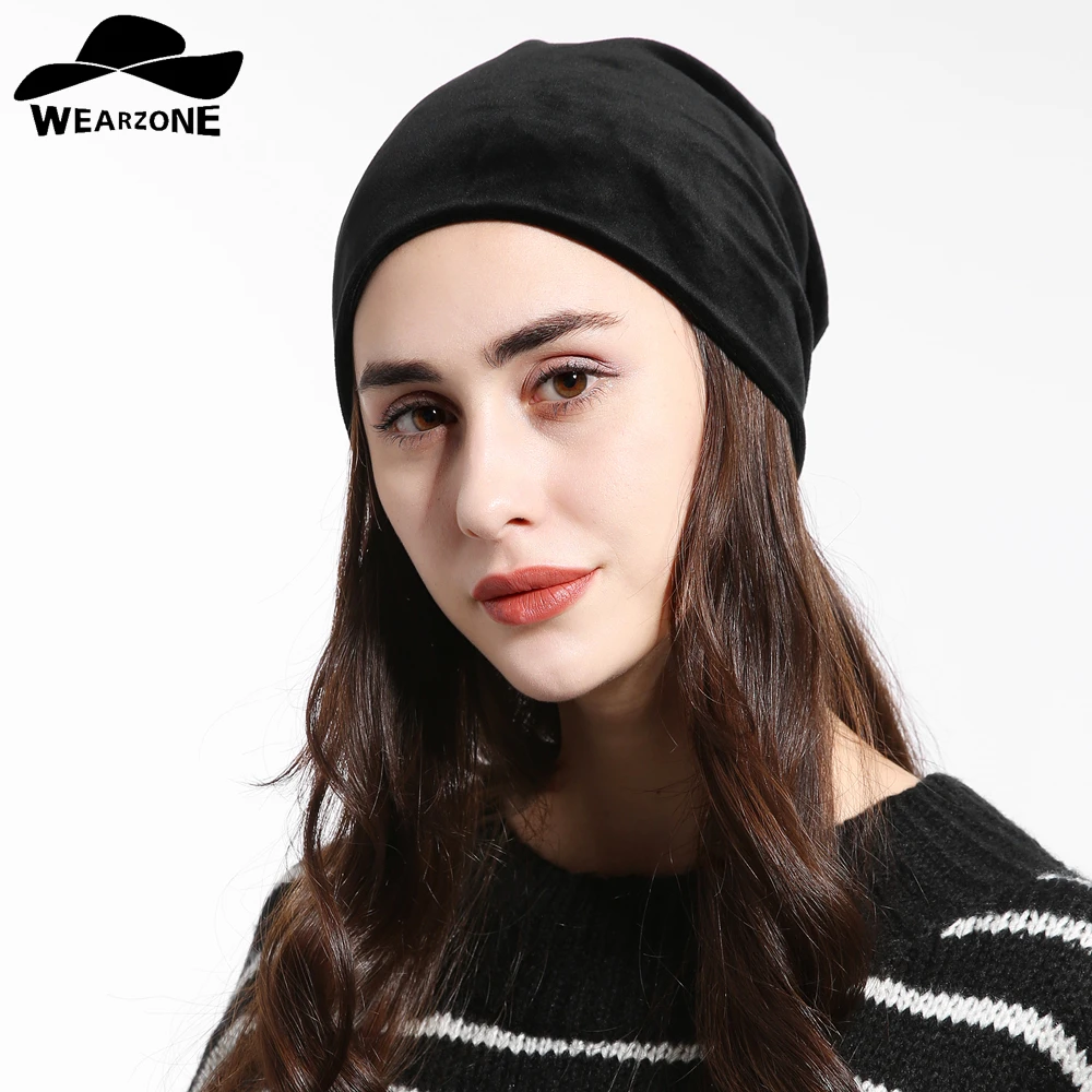 Wearzone/Модная бархатная Мужская и женская зимняя шапка мужские шапки бини теплая
