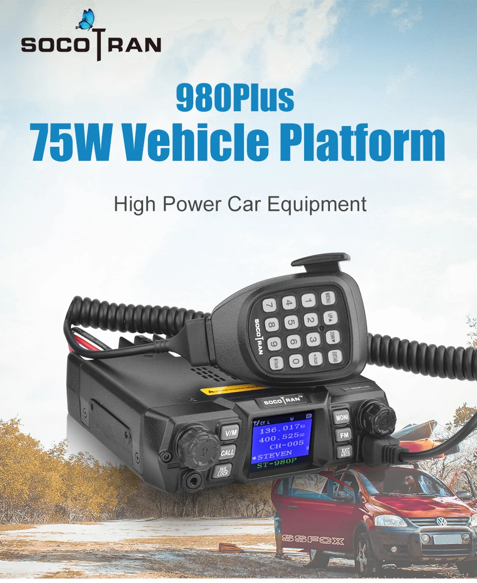 Купить Ham radio transceivers SOCOTRAN ST980Plus vhf uhf mobile ham radio transceiver 75W/50W