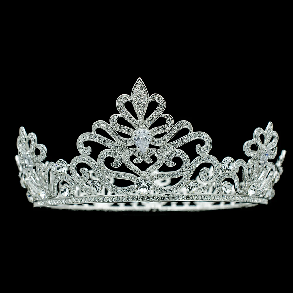 

New Arrival Princess Crown Bridal Wedding Tiara Women Hair Jewelry with Clear Crystals Rhinestone SHA8745