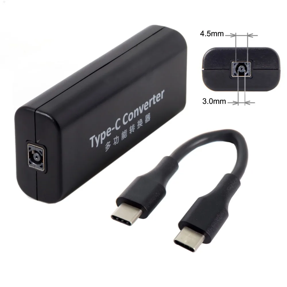 

DC 4.5*3.0mm Jack Input to USB3.1 USB-C Type-C Power Plug Charge Cable 45w for Macbook Laptop Phone