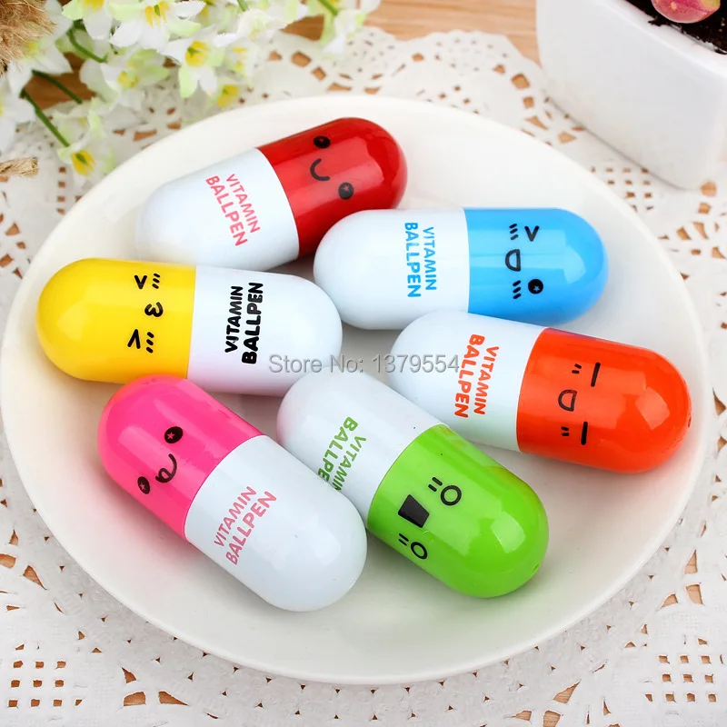 12pcs/ setPersonality lovely kawaii pills ballpoint pen Cute learning
