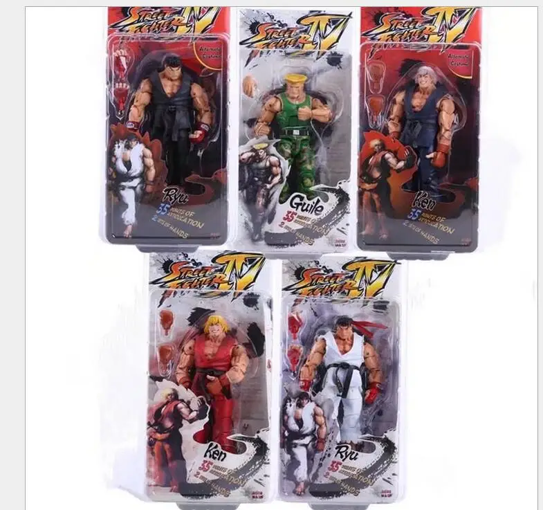 

18CM Street Fighter IV Survival Model Ken Ryu Guile Articula Tion Action Figure Toy gift Free Shipping