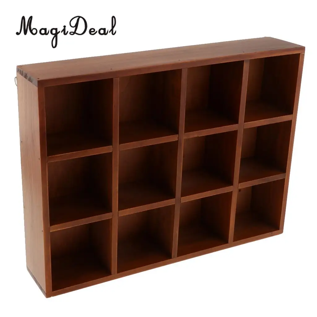 Rustic Wooden Wall Shelf Shadow Box Display Rack Shelf Storage Grid Cube Box for Home DIY Decoration, 40x30x7.8cm	