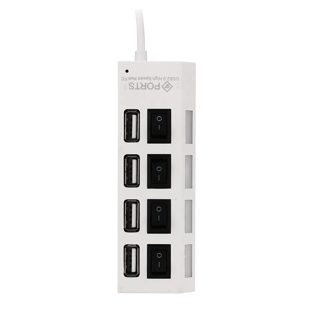 Адаптер питания кабель 4 порта USB 2,0 концентратор вкл/выкл переключатели+ DC адаптер питания кабель для ПК кабели для ноутбука#3$1,9 - Цвет: Белый