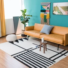 Шерсть ковер килим геометрический Богемия индийский плед черный белый полосатый современный дизайн в скандинавском стиле