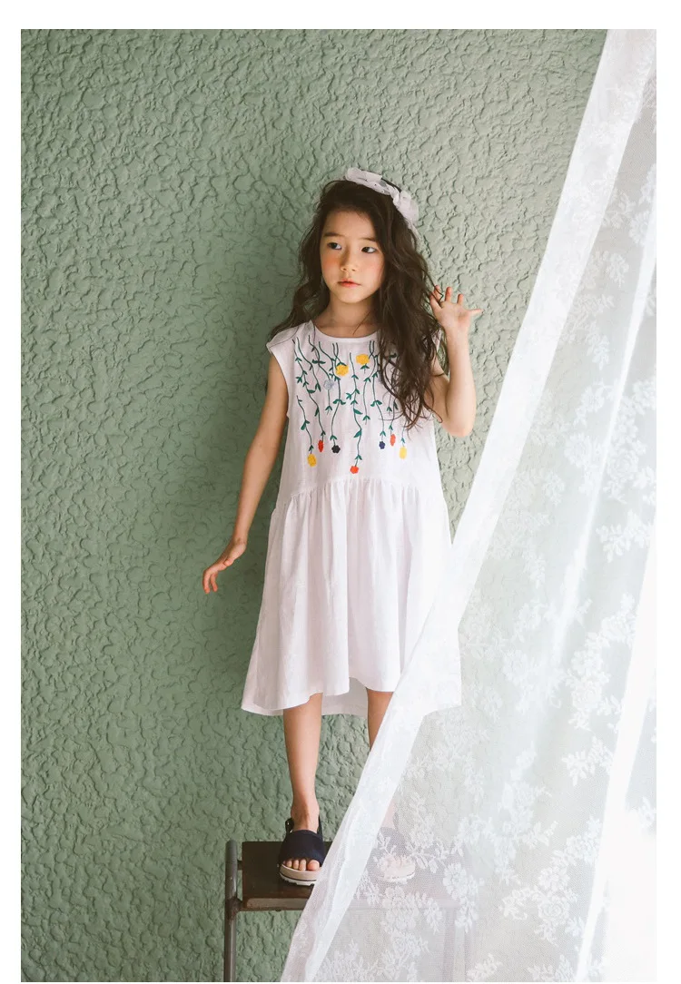 2017 Summer Princess Dress for Teenagers Junior Girls Cotton Embroidery Floral Little Girls Dresses 4 5 6 7 8 9 10 11 12 13 14  years old little big teenage girls summer dress for kids girls  (2)
