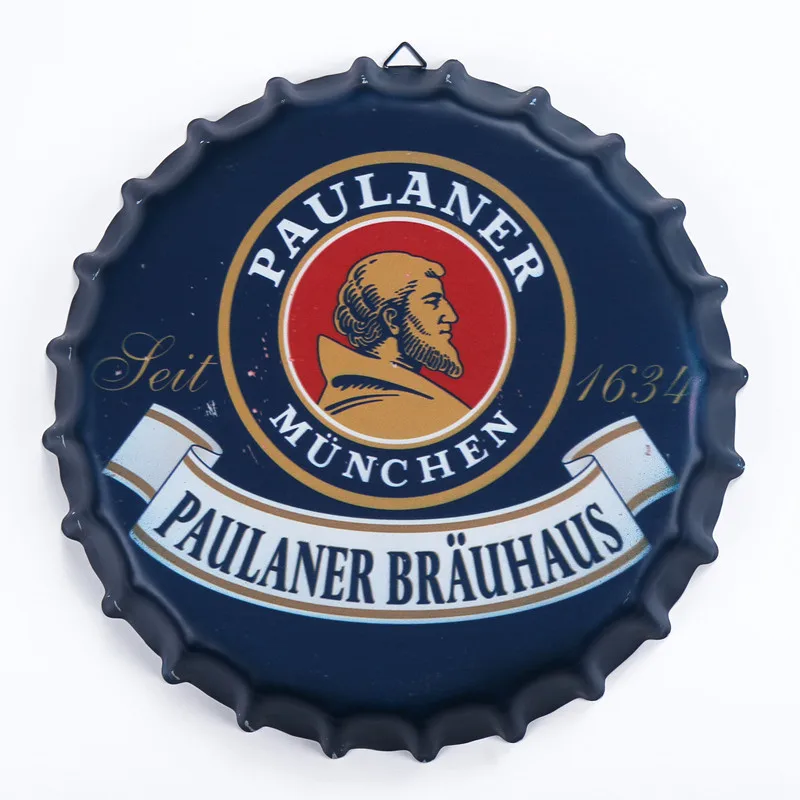 

Tin Sign "PAULANER" Vintage Metal Painting Beer lid Bar pub Hanging Ornaments Wallpaper Decor Retro Mural Poster Craft 35X35 CM