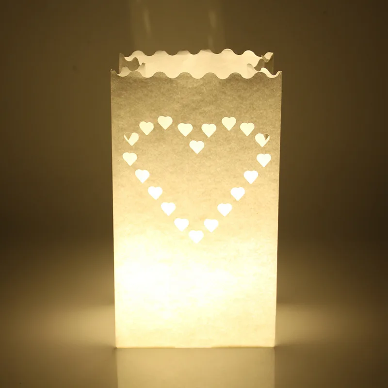 Для романтической свадьбы, вечеринки украшение поставки 10 шт Свадьба Сердце держатель для чайной свечи Luminaria Бумага Свеча-фонарь сумка Главная - Цвет: Style 1