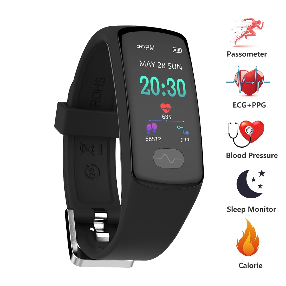 Smart Wristband Fitness Bracelet Heart Rate Monitor ECG+PPG Blood