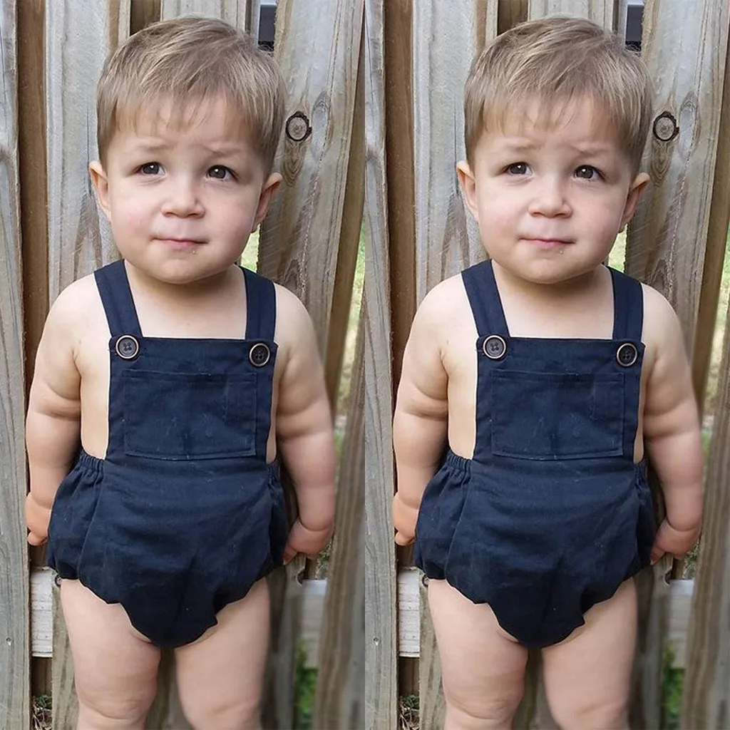 Baby Summer Clothes 2019 Toddler Baby Boy Girl Sleeveless Romper Solid Square Colla Overalls Clothes Outfits Infantis Costume@35