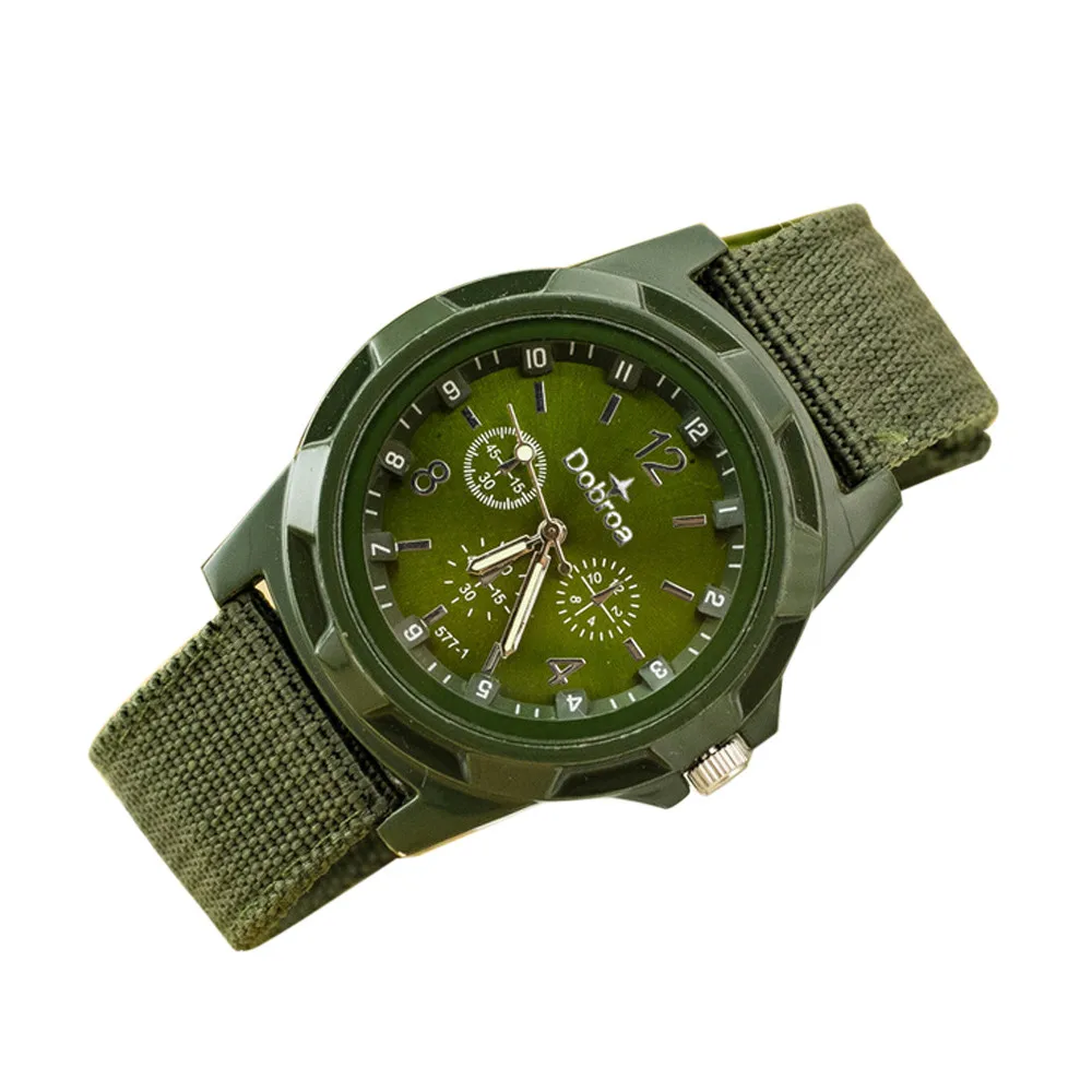 Люксовый бренд,, уличные Мужские часы с круглым циферблатом, Мужские кварцевые наручные часы, военные, Холщовый ремешок, спортивные часы, часы Kol Saati# A - Цвет: Зеленый