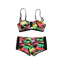 Детские купальники из 2 предметов, камуфляжные плавки для маленьких девочек, купальный костюм для девочек, плавки, комплект одежды, Цельный купальник, Прямая поставка