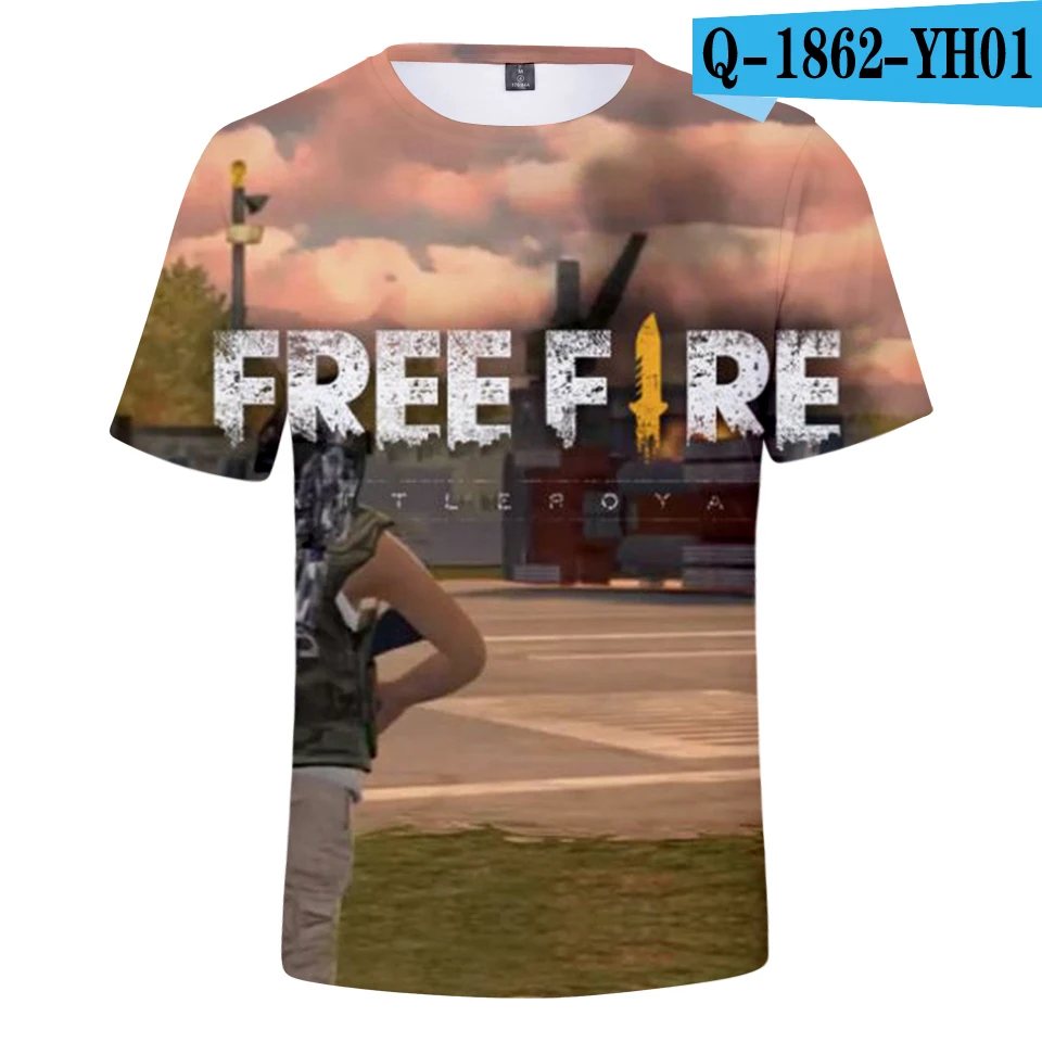 LUCKYFRIDAYF игра огонь стрельба 3D футболка для мужчин/женщин Летняя футболка забавные модные футболки для мужчин/женщин Модный сексуальный принт - Цвет: Черный
