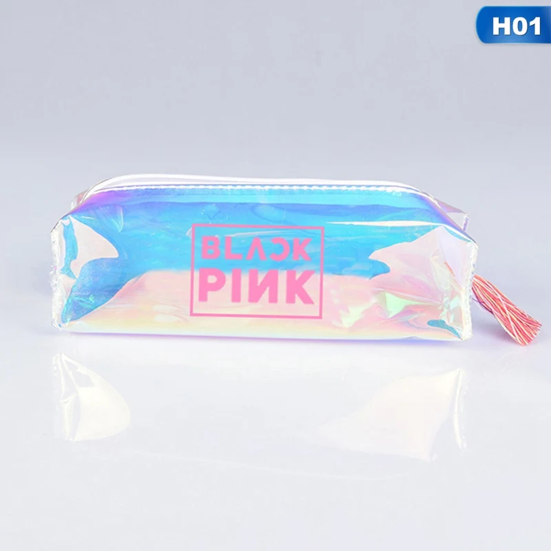 Kpop красочная лазерная прозрачная Карандаш Чехол BTS мода набор кисточек для макияжа сумка Карандаш сумка, школьные принадлежности - Цвет: H01