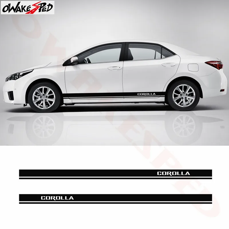 

Car Side Skirt Decor Sticker Stripes Lattice Styling Auto Body Door Stickers Vinyl Decal For Toyota Corolla 2009-2016