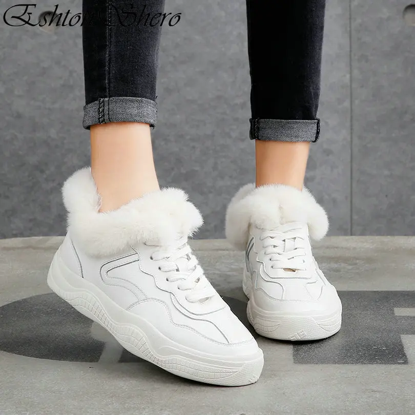 

EshtonShero Women's Shoes Woman Pumps Platform Fashion Lows Heels Round Toe Basic Lace Up Fur Ladies Wedding Shoes Size 4-8