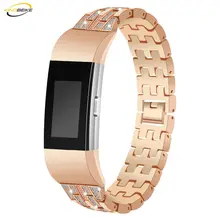KINGBEIKE Stainless Steel Watchband For Fitbit Charge 2 Watch Band Metal Links Wrist Belt Men Woman Bracelet Strap