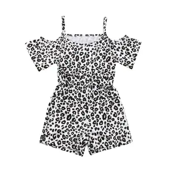 

Summer Toddler Baby Girl Leopard Sunsuit Sling Romper Kids Off Shoulder Playsuit Jumpsuit Outfit Clothes Overalls Rompers