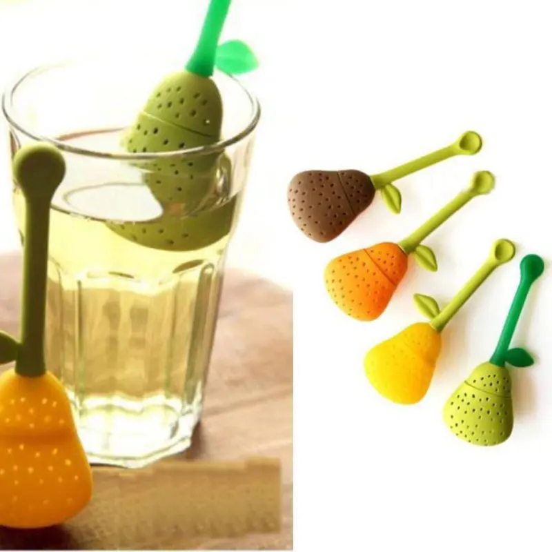 

Durable Reusable Silicone Pear Shape Mesh Ball Tea Spice Strainer Teakettle Locking Tea Filter Spice Tool Kitchen Accessory