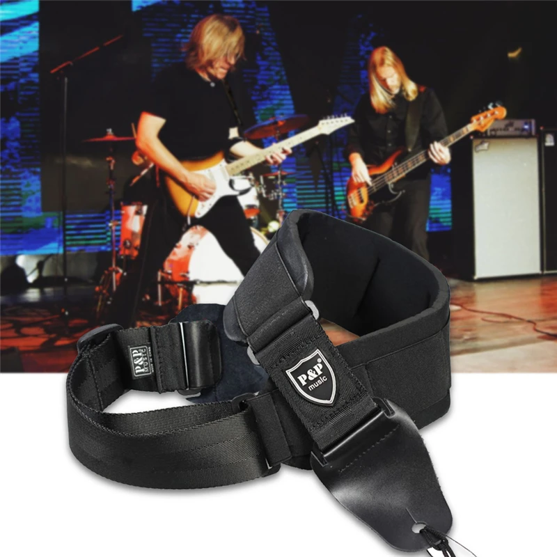 Acoustic Electric Bass Leather Guitar Strap Holders Straps Foam