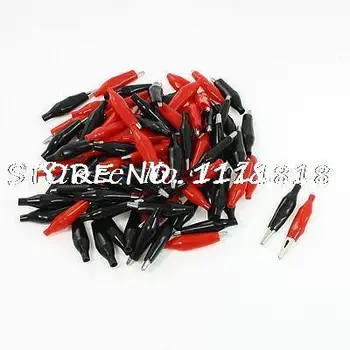 

100 Pcs 30mm Clip Probe Testing Alligator Clamp Red Black