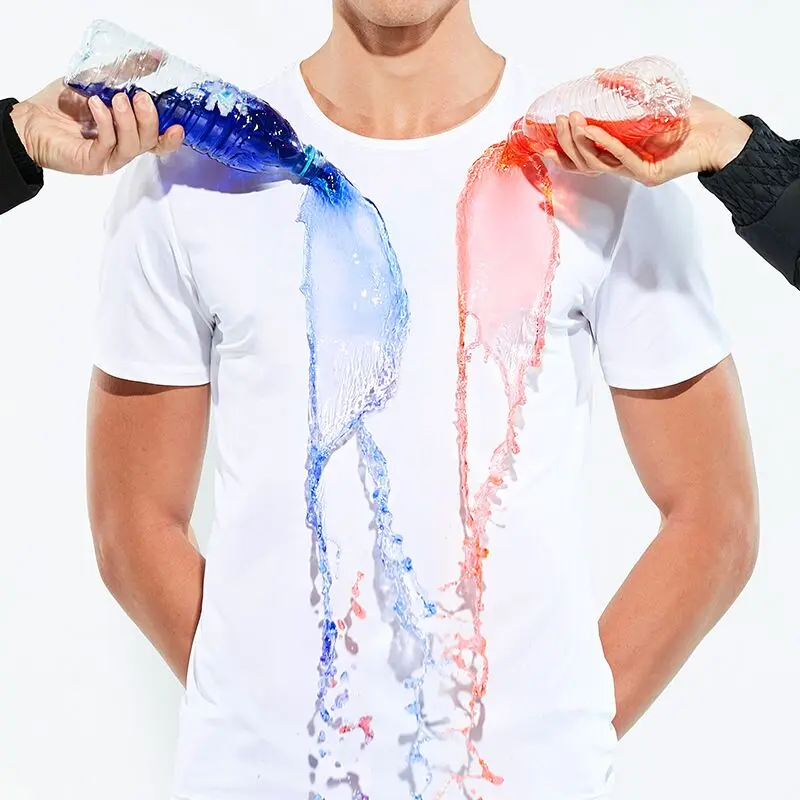 

Men Hydrophobic Anti-fouling T-shirts Water Repellent Anti-pollution Quick Dry Tee Shirts White Short-sleeved Jogger Sport shirt
