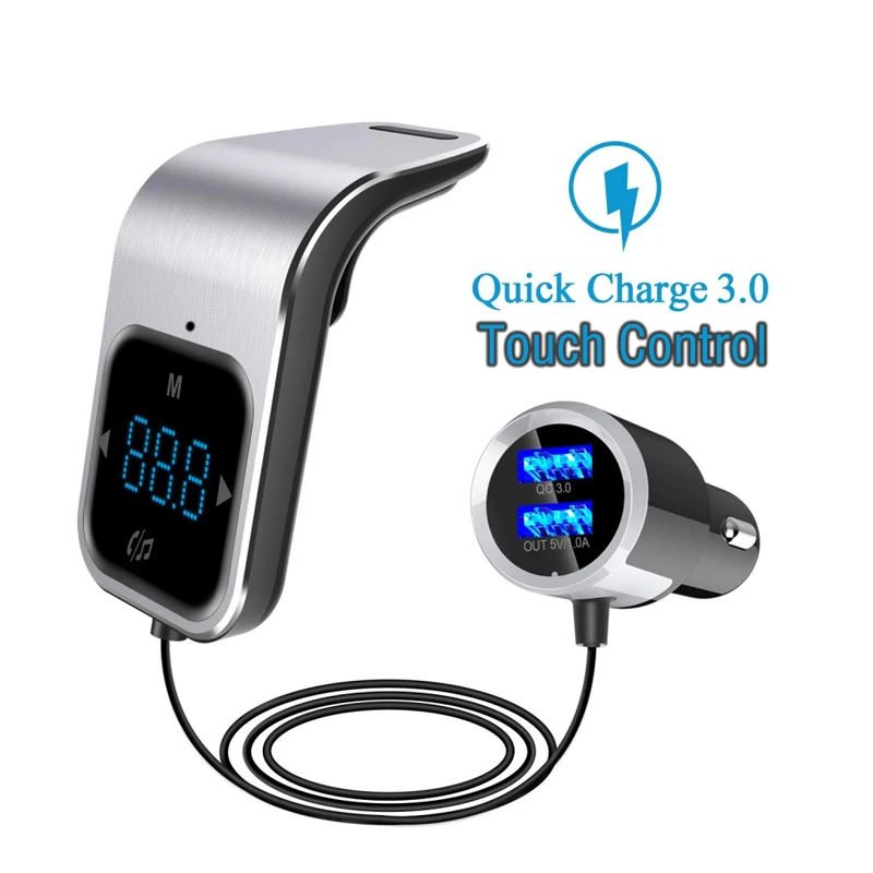 

2019 New Bluetooth FM Trasnmitter Touch Control FM Transmitter Large LED Display Screen with Dual-usb Charing Ports Handsfree