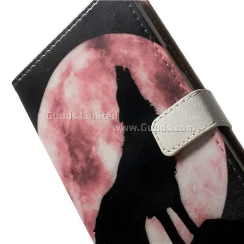 Moon Wolf Leather Flip Cover for Samsung Galaxy Note 4 N910