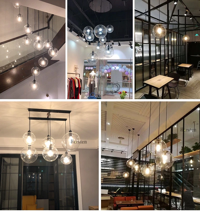 Modern Simple Nordic Glass Ball pendant Lamp Globe Chrome Pendant Lights Kitchen Lights for Dining Room Kitchen Bar Restaurant (10)