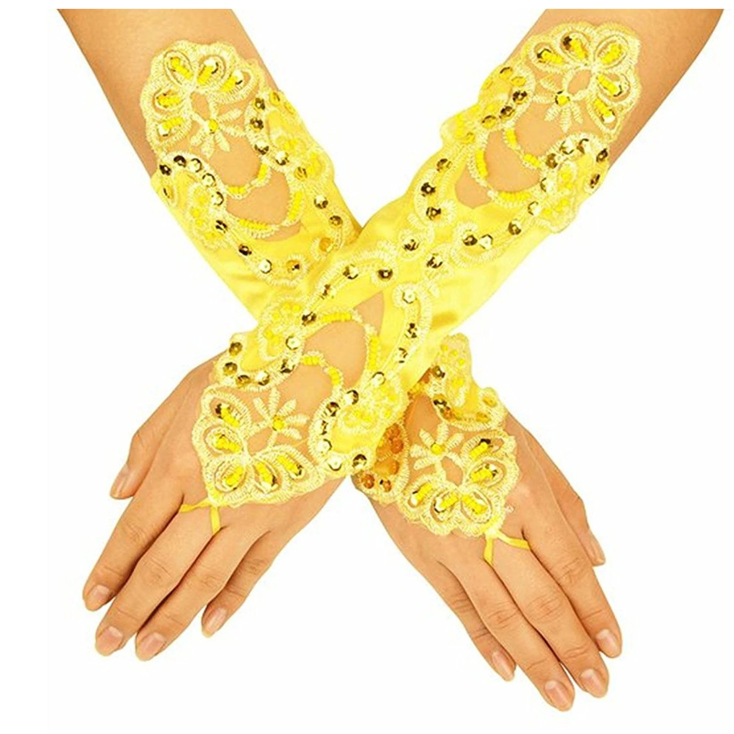 Women' Flora Short Wedding Dress Glove Fingerless Elegant Gloves for Bride Party