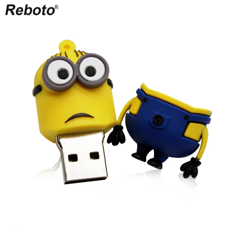 Retobo Usb 2,0, USB флешка, 32 ГБ, флеш-накопитель, 64 ГБ, последняя новинка, Миньоны, милый смайлик, 4 ГБ, 8 ГБ, 16 ГБ, мультяшный, Мини, портативный, водонепроницаемый