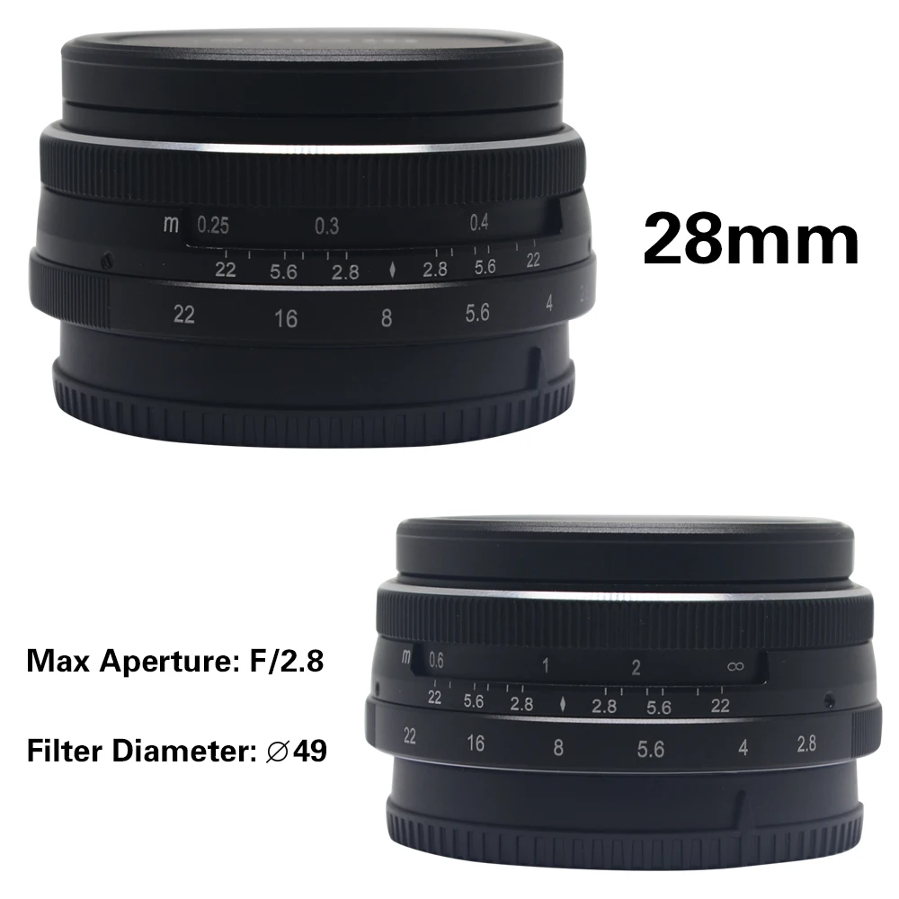 Mcoplus/Meike MK-28-2.8 28 мм f/2,8 объектив с фиксированным ручным фокусом для системы 4/3 APS-C Panasonic Lumix GM1 GM2 GX1 GX2 GX7 GX8 GF5 GF6