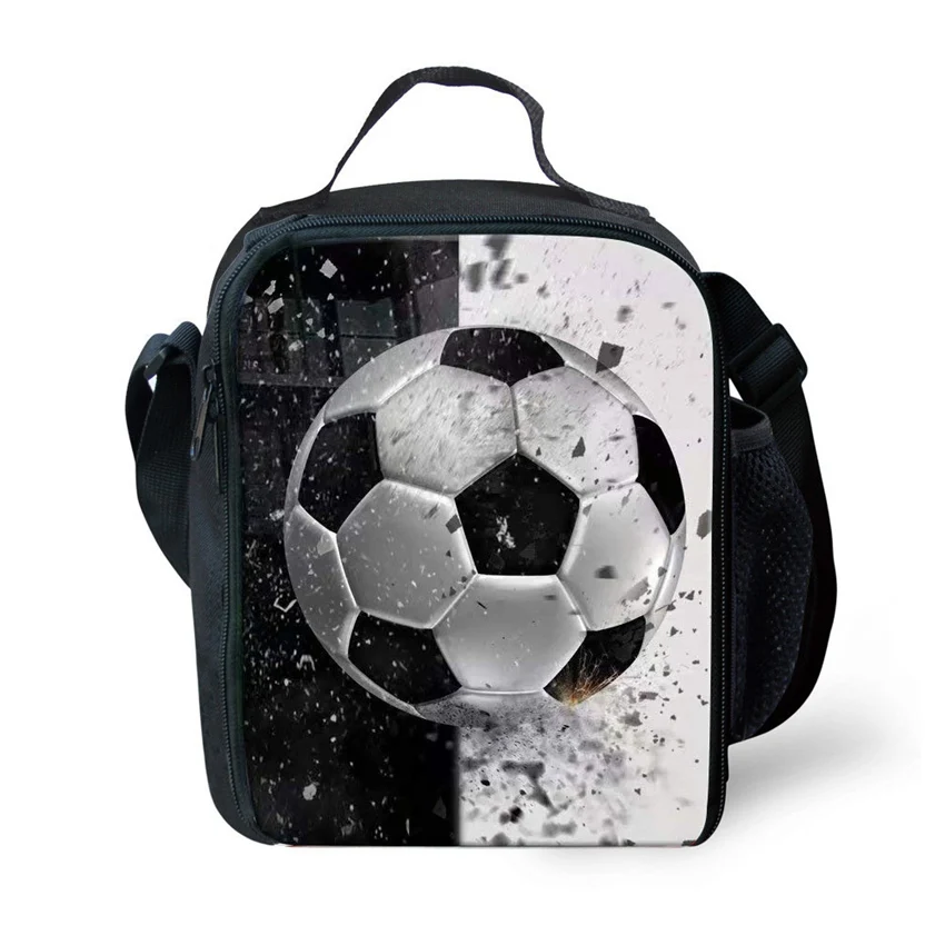 Модный 3D Детский Ланчбокс с футбольным принтом сумка с теплоизоляцией дорожная Повседневная Герметичная сумка для пикника термо-еда для детей - Цвет: Темно-серый