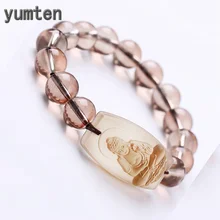 Yumten дымчатые кварцевые браслеты, классические женские браслеты, ювелирные изделия для помолвки, прозрачные бусины, цепочка, аксессуары с Буддой, геометрические