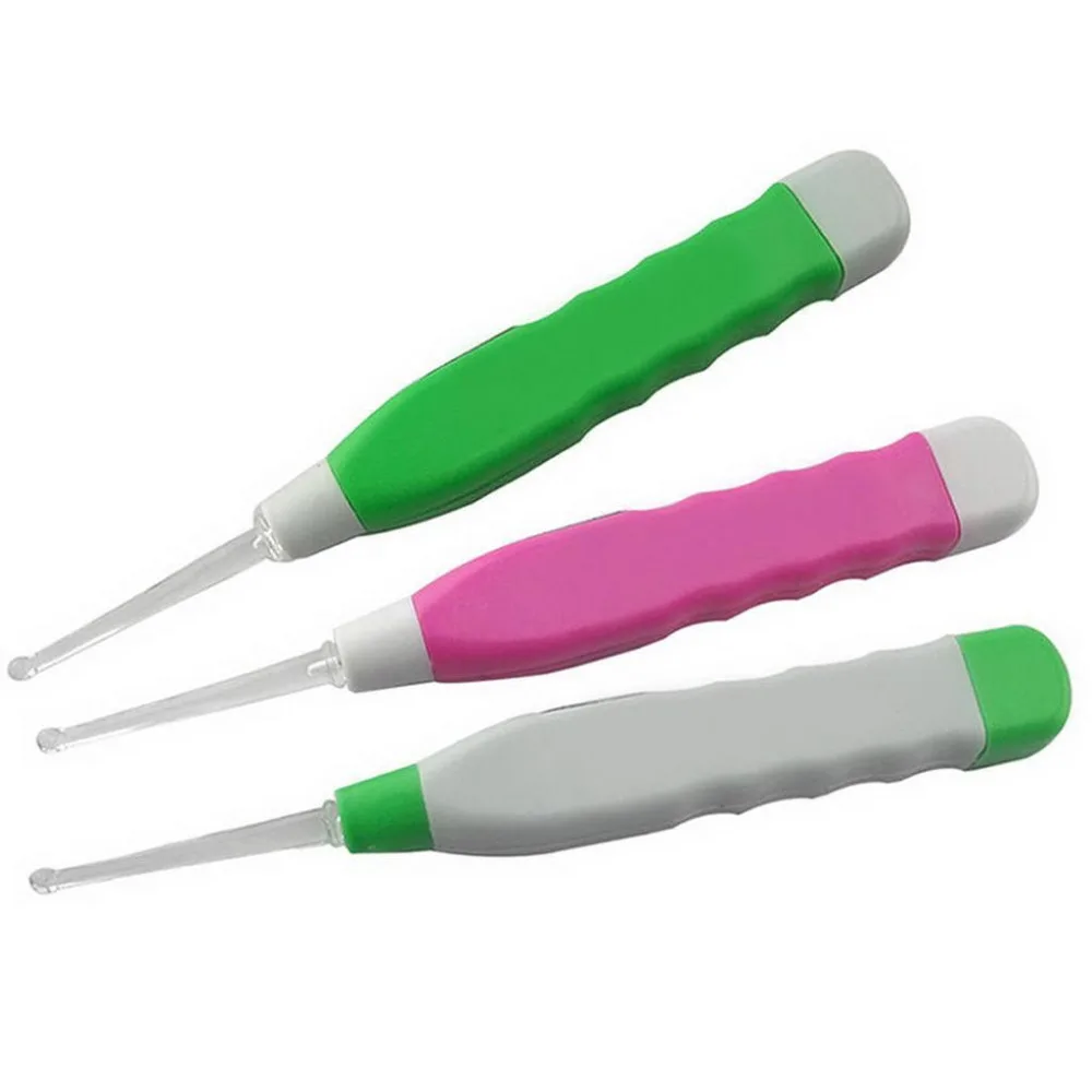 

13cm Women Ear Care Plastic Flashlight Earpick Ear Wax Remover EarPick Cleaner Tools Random Color Good Quality