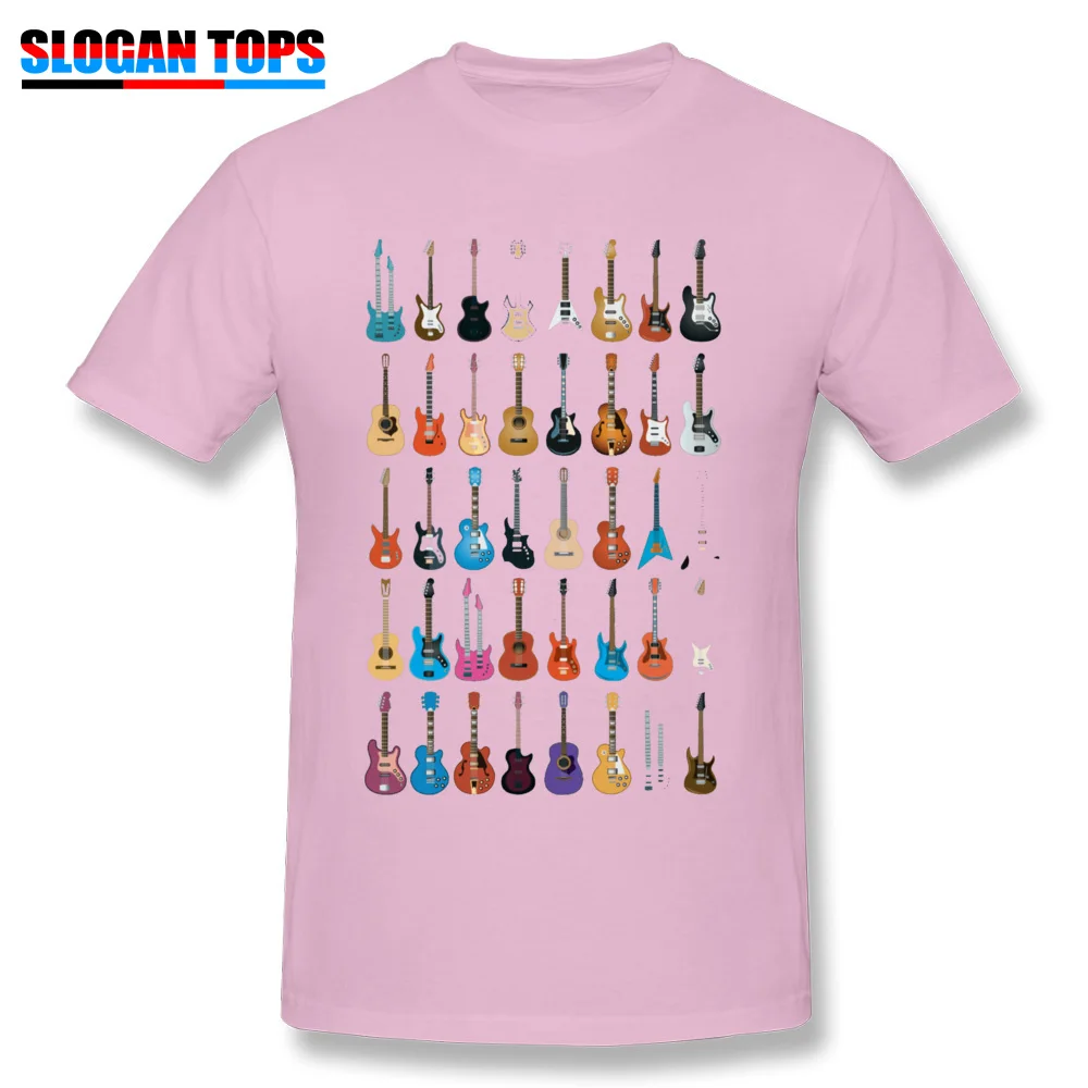 Custom 3D Printed T-shirts 2018 Summer Short Sleeve Round Neck T Shirt Cotton Fabric Men Normal T Shirts Drop Shipping Love Guitar Different Guitars Music Lover Funn pink