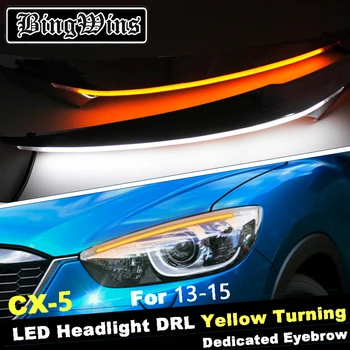 

Car Headlight LED Eyebrow Daytime Running Light DRL With Yellow Turn Signal Light For Mazda CX-5 CX5 2013-2015 9600Lm