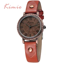 KIMIO Brun En Cuir Bande Montre Pour Femmes Vintage De Luxe Relojes Mujer 2016 Qualité Montres pour Femmes Étanche Montre Femme 529
