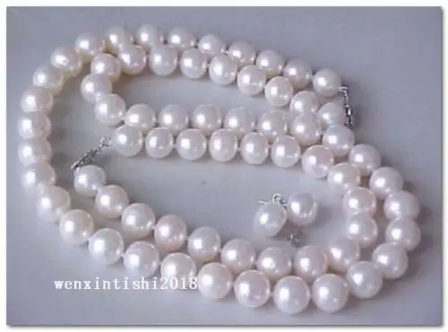 

Free Shipping >>>>>9-10MM REAL SOUTH SEA WHITE PEARL NECKLACE BRACELET EARRING 14k WHITE GOLD