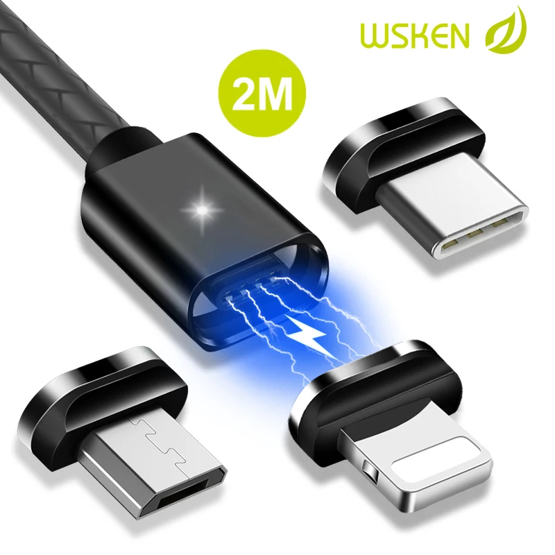 

WSKEN Micro USB Cable Magnetic Charger Cable for iPhone Xs Max Xr Type C USB C Fast Charging Data For Samsung S9 Note8 S8 Type-C