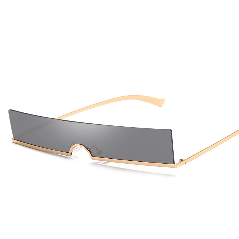 

Men And Women Personality Mini Frameless Square Sunglasses Cool Technology Sense Yellow Metal Frame Color Lens Fashion UV400
