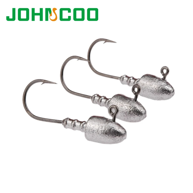 

JOHNCOO 6pcs Pesca Exposed Lead Jig Head Hook 2.5g 5g 7g 10g 15g 18g Jigs Bait with Fishing Single Hook