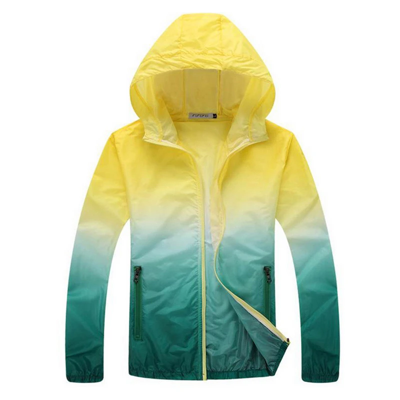 2019 Hot Outdoor Running Jackets Gradient Print For Women Men Thin Skin Sports Coat Hooded Cardigan Quick Dry Sun Protection