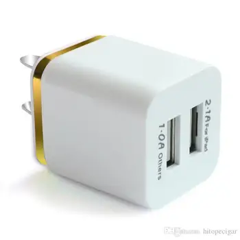 

500pcs/lot Colorful 2A+1A US Plug AC Power Adapter Home Trave Wall 2 port dual USB Charger for iPhone 5 6 plus 7 for Samsung HTC