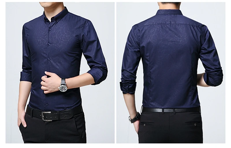 New Arrival Men Shirt Long Sleeve Button Down Printed Dress Shirts Cotton Casual Slim Fit Male Social Shirt Chemise Homme (17)